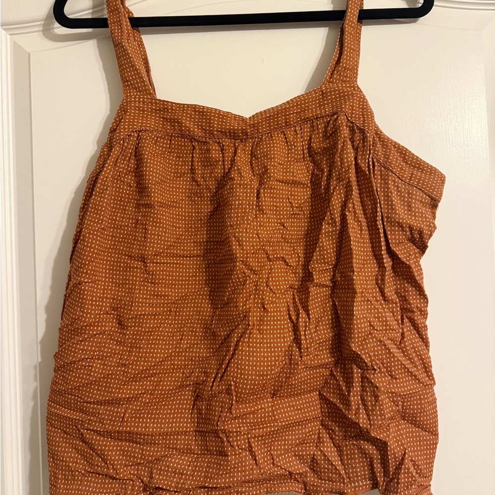 A.n.a Women's Tank Top Polka Dot Mustard Colored Top Size XL